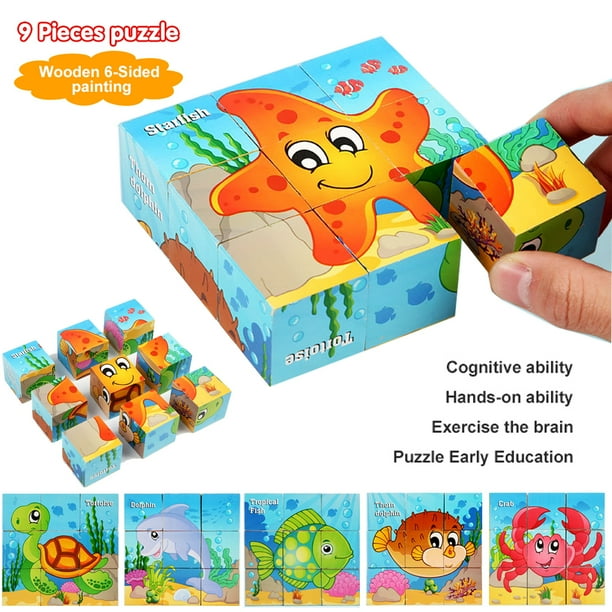 6 in 1 Cube 3D Wooden Puzzle and A Set of Wooden Tangram Childrens Educational Toys Marine Animal Childrens Brain Thinking and Imagination Stimulation Eye-Hand Coordination Exercise 6 in 1 Cube 3D Wooden Puzzle and A Set of Wooden Tangram Childrens Educational Toys Marine Animal Childrens Brain Thinking and Imagination Stimulation Eye-Hand Coordination Exercise